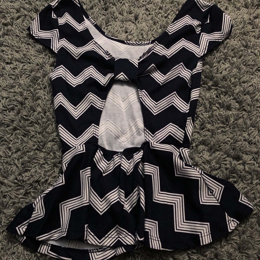 Peplum Navy Blue & White Top